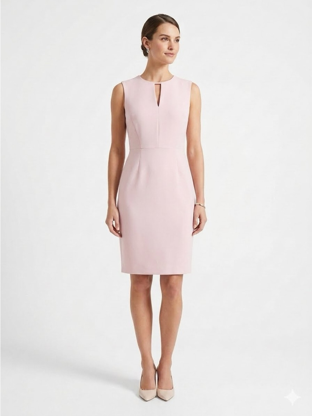 J. Crew Suiting Blush Pink Sleeveless Sheath Dress with Front Keyhole Size 8